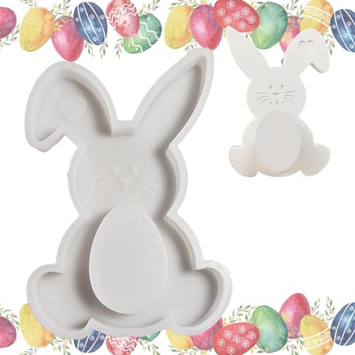 Osterkerzenformen, Hasenform Silikonform, wiederverwendbare Tierkerzenformen, Ornament-Formen | Silikon-Epoxidgussformen, praktisch für von Duroecsain