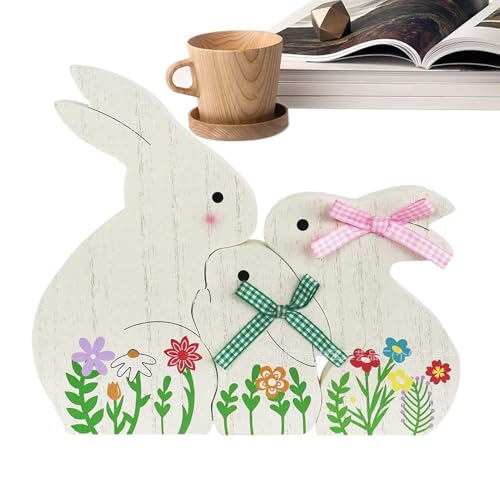 Ostern aus Osterhasenholz, Hasenholzschilder – Set mit 3 Stück | Osterhase Bauernhof-Zeichen Hasentafel für das Tablett mit mehreren Fächern von Duroecsain