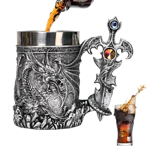 Retro Bierbecher Mittelalter Drache Tasse | Retro Bierbecher 600ml mit Drachenmotiv | Vintage Reisekaffeetassen | Reisetrinkbecher für Bier Kaffee Wasser Retro Bierbecher Mittelalter Drache Tasse | Retro Bierbecher 600ml mit Drachenmotiv | Vintage Reisekaffeetassen | Reisetrinkbecher für Bier Kaffee Wasser von Duroecsain