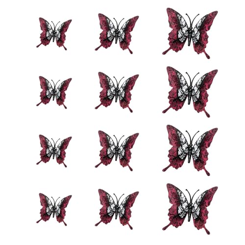 Schmetterlinge Wandaufkleber | 12 Blumen Skelette selbstklebend – 3D Schmetterling Aufkleber für Fenster Dekoration Halloween für Geburtstag Wohnzimmer Büro Klassenzimmer Haus von Duroecsain