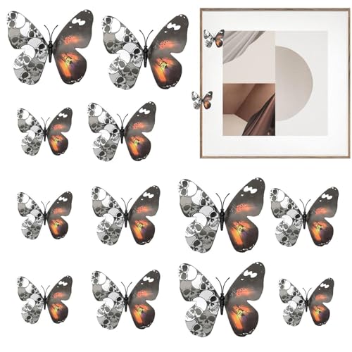 Schmetterlings-Wandaufkleber, 12 Stück, skelettische Blumen, Schmetterling, Fenster, 3D-Dekoration, Halloween, für Schlafzimmer, Möbel, Schlafzimmer, Hochzeiten Schmetterlings-Wandaufkleber, 12 Stück, skelettische Blumen, Schmetterling, Fenster, 3D-Dekoration, Halloween, für Schlafzimmer, Möbel, Schlafzimmer, Hochzeiten von Duroecsain