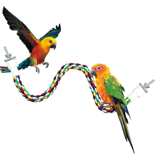 Tau Sitzstange Vögel Papagei Seil für Wellensittiche/Parrot Climbing Rope Vogelkäfig Zubehör (40cm Metallmutter) von Duroecsain