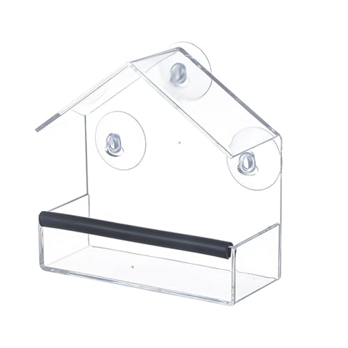 Vogelfutterstation für Fenster, transparenter Spender mit starken Saugnäpfen | Struktur aus robustem Acryl für Gartendekoration und Beobachtung von Kolibris, Meisen und von Duroecsain