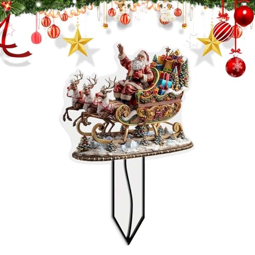 Weihnachtsgartenstecker | Weihnachtsgartenschilder | Wiederverwendbare Weihnachtsgrasheringe, lustige Weihnachtsgartendekoration, niedliche Acryl-Gartenstecker für Auffahrt, von Duroecsain