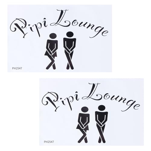 2 Stück WC Aufkleber Pipi Lounge in Schwarz - Frau und Mann Symbol mit Text, Lustige Unisex Toiletten-Tür-Aufkleber, Badezimmer Wandsticker für Toilette und Gäste-WC 2 Stück WC Aufkleber Pipi Lounge in Schwarz - Frau und Mann Symbol mit Text, Lustige Unisex Toiletten-Tür-Aufkleber, Badezimmer Wandsticker für Toilette und Gäste-WC von Duronge