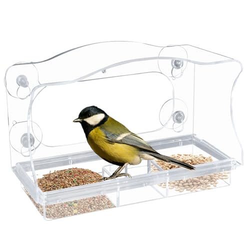 Fenster-Vogelfutterspender aus stabilem und langlebigem Acryl mit 4 starken Saugnäpfen, Drainagelöchern und Abnehmbarer Futterschale Transparentes Vogelhaus für Wildvögel im Garten Fenster-Vogelfutterspender aus stabilem und langlebigem Acryl mit 4 starken Saugnäpfen, Drainagelöchern und Abnehmbarer Futterschale Transparentes Vogelhaus für Wildvögel im Garten von Duronge