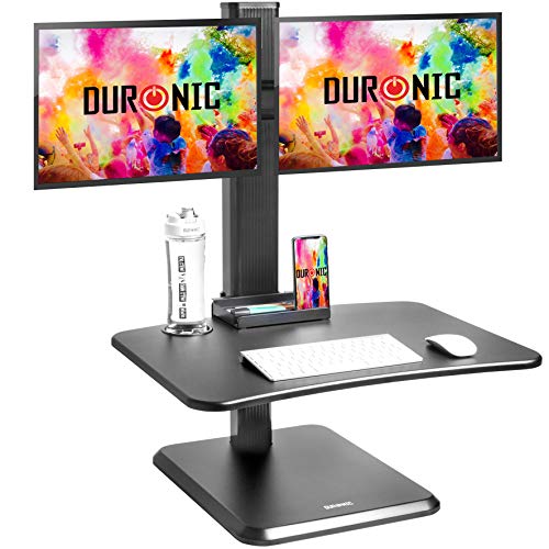 Duronic DM05D15 Schreibtischaufsatz mit Monitorhalterung | Computertisch 65 x 51 cm | Workstation höhenverstellbar 7-44 cm | Stehpult für 2 Bildschirme, Smartphone und Tastaturablage | Displays 8 kg von Duronic