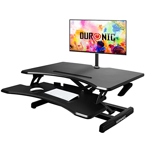 Duronic DM05D16 Workstation | Sitz-Steh Schreibtisch | Monitorhalterung | Stehpult | Computertisch | Stand-Up Arbeitsplatz für Monitor | Tastatur | Maus | Notizen - Höhenverstellbar von 12 bis 43 cm von Duronic