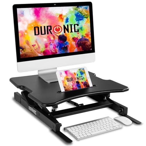 Duronic DM05D18 Schreibtischaufsatz | Workstation 55 x 53 cm mit Tastaturablage | Computertisch höhenverstellbar 17-42 cm | Stehpult für PC, Laptop und Smartphone | Sitz-Steh Schreibtisch bis 15 kg von Duronic