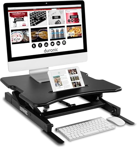 Duronic DM05D18 Schreibtischaufsatz | Workstation 55 x 53 cm mit Tastaturablage | Computertisch höhenverstellbar 17-42 cm | Stehpult für PC, Laptop und Smartphone | Sitz-Steh Schreibtisch bis 15 kg von Duronic