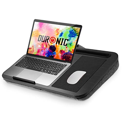 Duronic DML422 Laptopständer | Ergonomischer Laptop Tisch mit Kissen | Laptop Halterung mit Schaumstoffkissenstütze |Große Plattform mit integriertem Griff | Ideal für Bett, Sofa, Auto von Duronic