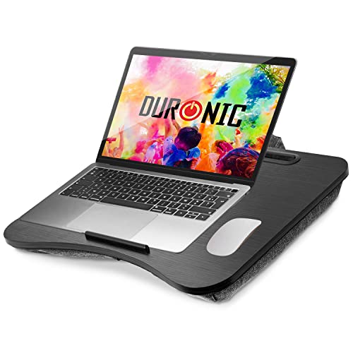 Duronic DML432 Laptopständer | Ergonomischer Laptop Tisch mit Kissen | Laptop Halterung mit Schaumstoffkissenstütze |Große Plattform mit integriertem Griff | Ideal für Bett, Sofa, Auto von Duronic