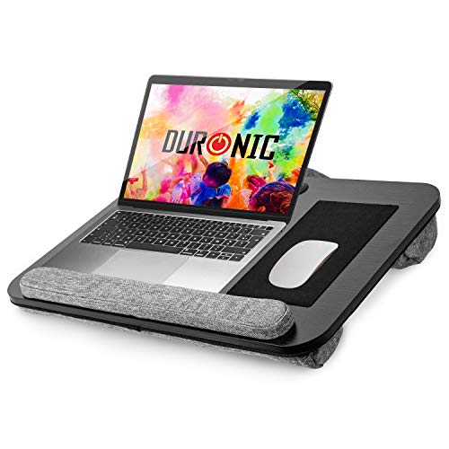 Duronic DML433 Laptopständer mit Handgelenkpolster | Ergonomischer Laptop Tisch mit Kissen | Laptop Halterung mit Schaumstoffkissenstütze |Große Plattform mit integriertem Griff von Duronic