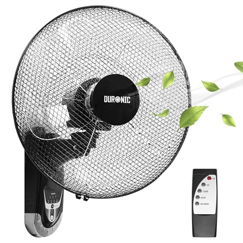 Duronic FN55 BK Wandventilator 60W | Durchmesser 40 cm | Ventilator mit Timer und Fernbedienung | 3 Geschwindigkeiten | Kompakter und leiser Raumventilator für die Wand | Oszillierender Wandlüfter Duronic FN55 BK Wandventilator 60W | Durchmesser 40 cm | Ventilator mit Timer und Fernbedienung | 3 Geschwindigkeiten | Kompakter und leiser Raumventilator für die Wand | Oszillierender Wandlüfter von Duronic