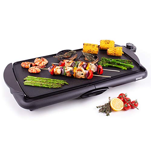 Duronic GP20 elektrischer Tischgrill 2000 W, Plancha Teppanyaki Grill, 52 x 27 cm Grillplatte, Flache Antihaft Oberfläche zur einfachen Reinigung, Stufenlose Temperatureinstellung, Okonomiyaki von Duronic