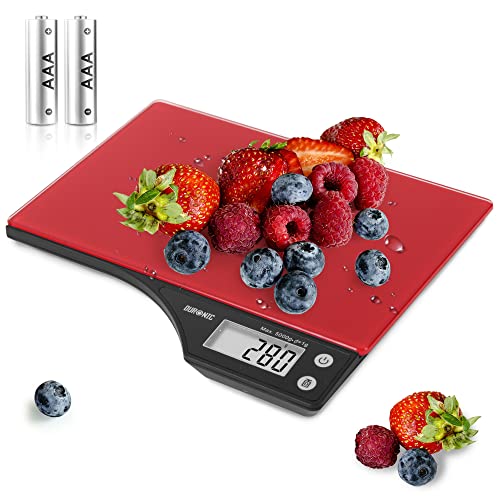 Duronic KS350 Küchenwaage, 5 kg Digitalwaage, 1 g grammgenau Präzision-Feinwaage rot, Haushaltswaage mit Tara-Funktion, Waage mit Hold-Funktion von Duronic