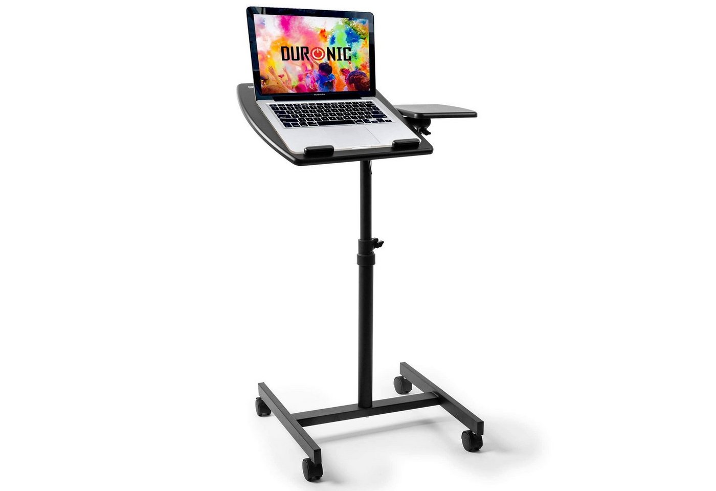 Duronic Laptoptisch, WPS17 Arbeitstisch, Laptoptisch 40 x 44 cm bis 10 kg, Computertisch mit Rollen und Mausablage, Höhenverstellbarer Projektortisch für Beamer, Sitz-Stehtisch Schreibtisch Rolltisch Zuhause von Duronic