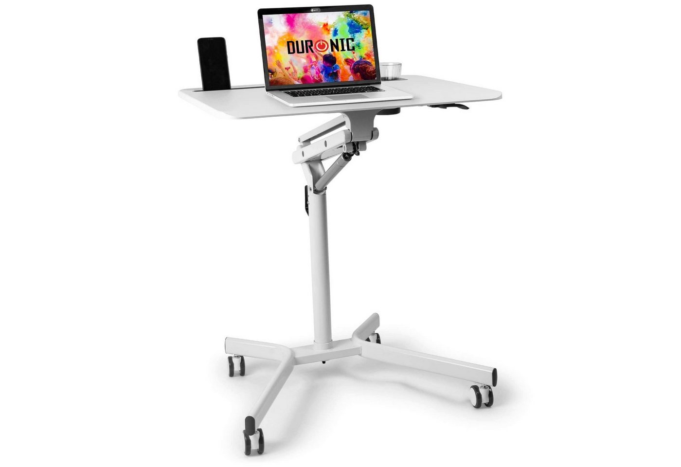 Duronic Laptoptisch, WPS57 Arbeitstisch, Laptoptisch 70 x 52 cm bis 10 kg, Computertisch mit Rollen, Höhenverstellbarer Projektortisch für Beamer, Sitz-Stehtisch Schreibtisch Rolltisch Beistelltisch Sofatisch von Duronic