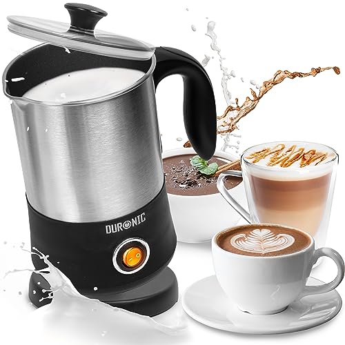 Duronic MF300 elektrischer Milchaufschäumer, 400ml Behälter Milchaufschäumer Induktion, automatischer Milchschäumer, heißer und kalter Milchschaum für Kaffee, Cappuccino, Latte und Kakao, Edelstahl von Duronic