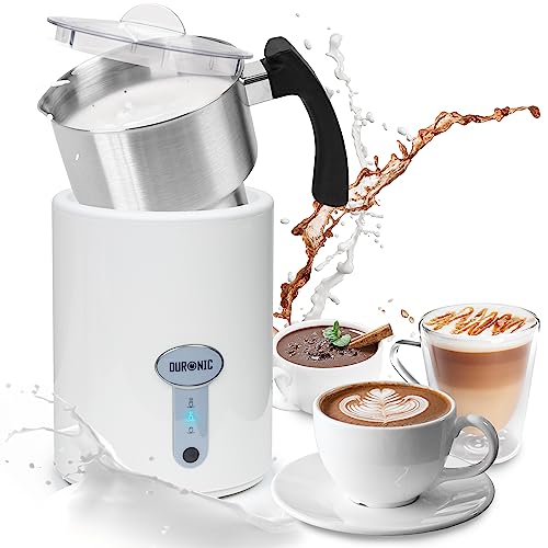 Duronic MF500 WE automatischer Milchaufschäumer, 500 ml XXL Milchschäumer, elektrischer Induktions-Milchaufschäumer, cremiger Milchschaum wie im Café, einfache Reinigung, mit Quirl und Rührer, Weiß von Duronic