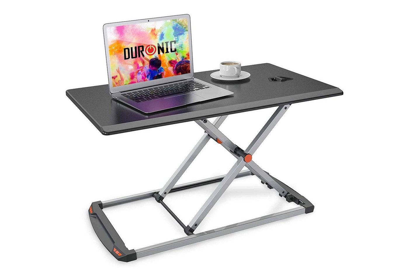 Duronic Schreibtischaufsatz, DM05D11BK Computertisch, Workstation 74 x 43 cm, Schreibtischaufsatz höhenverstellbar 5 - 40 cm, Stehpult für PC und Laptop, Sitzsteh Schreibtisch bis 8 kg, Steharbeitsplatz im HomeOffice von Duronic