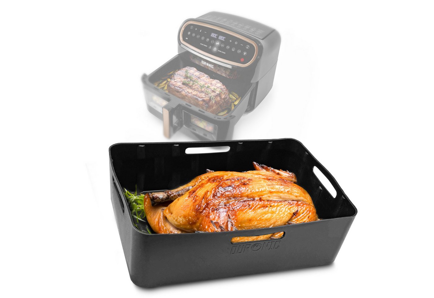 Duronic Silikonform AFL2 für Heißluftfritteuse, Antihaft Silikoneinsatz für Airfryer, Wiederverwendbar, BPA-frei, 32,5 x 21,5 x 9,5 cm Duronic Silikonform AFL2 für Heißluftfritteuse, Antihaft Silikoneinsatz für Airfryer, Wiederverwendbar, BPA-frei, 32,5 x 21,5 x 9,5 cm von Duronic