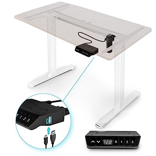 Duronic TM51 WE Höhenverstellbarer Schreibtisch - Elektrisches Tischgestell in Weiß für Gamer und Büro von Duronic