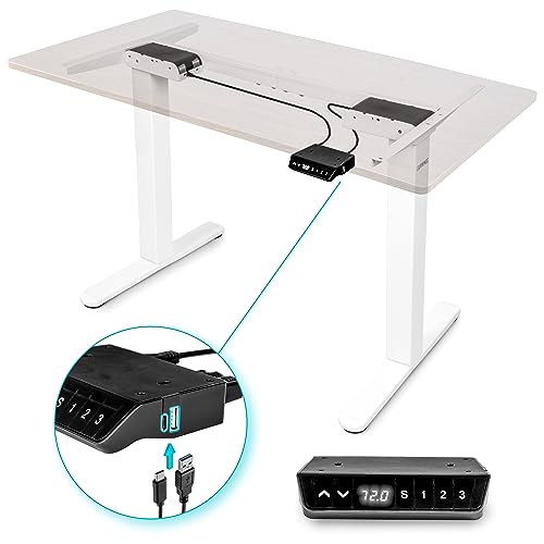 Duronic TM61 WE Schreibtisch | Höhenverstellbares Tischgestell bis 120 cm | elektrisches Tischbein mit 2 Motoren | Bedienteil mit 3 Speicherplätzen | Sitz-Steh-Schreibtisch für Home-Office und Büro von Duronic