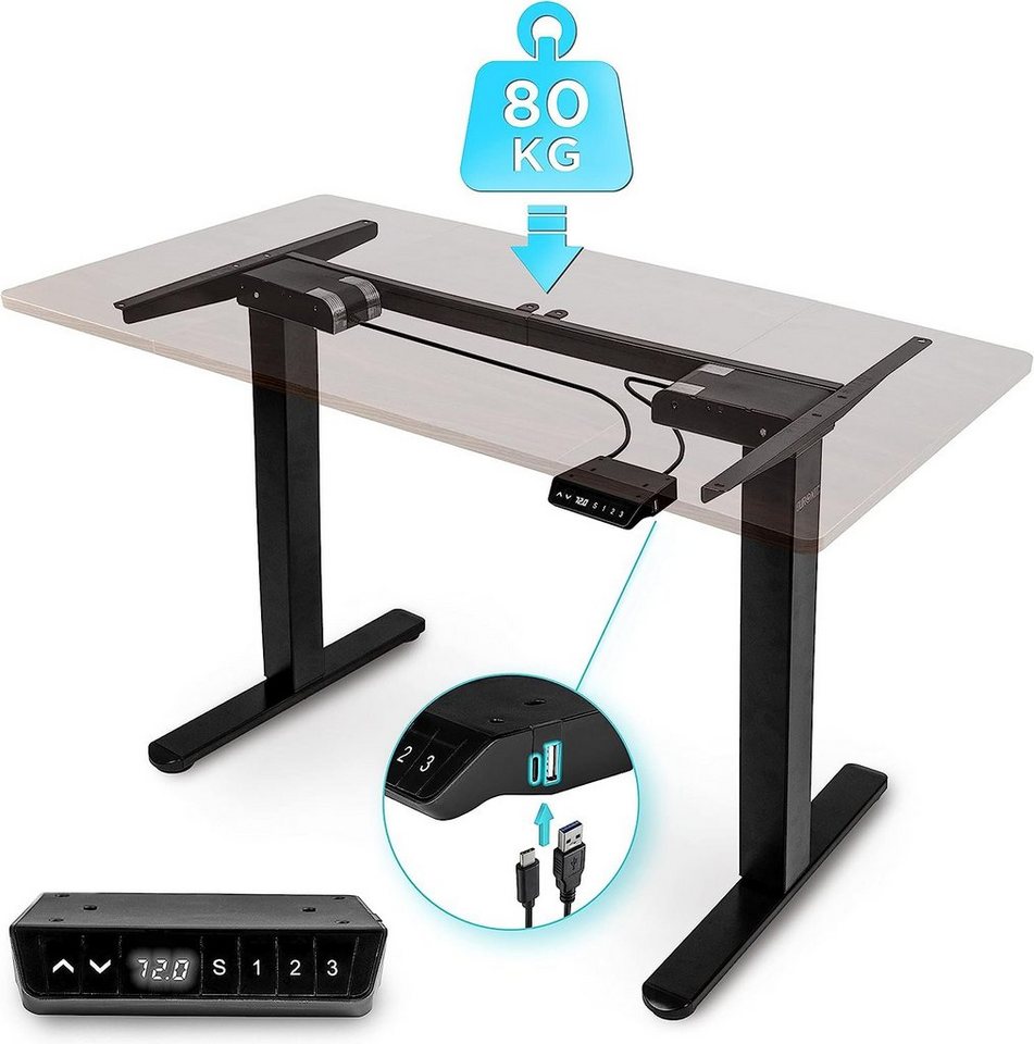 Duronic Tischgestell, TM61 BK Schreibtisch, Höhenverstellbares Tischgestell bis 120 cm von Duronic