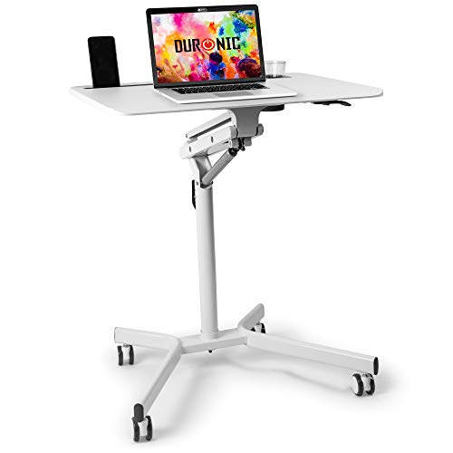 Duronic WPS57 Arbeitstisch | Laptoptisch 70 x 52 cm bis 10 kg | Computertisch mit Rollen | Höhenverstellbarer Projektortisch für Beamer | Sitz-Stehtisch Schreibtisch Rolltisch Beistelltisch Sofatisch von Duronic