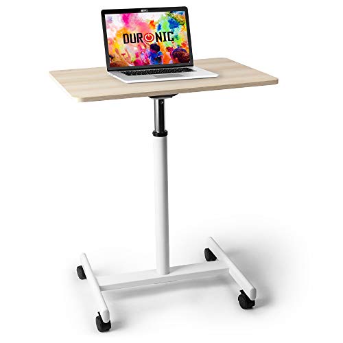 Duronic WPS67 Arbeitstisch | Laptoptisch 70 x 48 cm bis 30 kg | Computertisch mit Rollen | Höhenverstellbarer Projektortisch für Beamer | Sitz-Stehtisch Schreibtisch Rolltisch Beistelltisch Sofatisch von Duronic