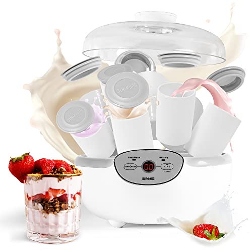 Duronic YM2 Joghurtmaschine | Joghurtbereiter mit 8 Keramikbechern und Deckel | 1000 ml Joghurt in 125 ml Portionen | Digitales Display | 24 Stunden Zeitschaltuhr | 20 Watt | Wärmefunktion mit 38°C Duronic YM2 Joghurtmaschine | Joghurtbereiter mit 8 Keramikbechern und Deckel | 1000 ml Joghurt in 125 ml Portionen | Digitales Display | 24 Stunden Zeitschaltuhr | 20 Watt | Wärmefunktion mit 38°C von Duronic