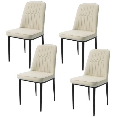Durrafy 4er Set Esszimmerstühle mit Rückenlehne, Gepolsterte Sitzfäche aus Samt,Ergonomischer Stuhl für Esstisch,Weiß von Durrafy