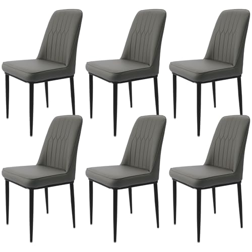 Durrafy 6er Set Esszimmerstühle mit Rückenlehne, Gepolsterte Sitzfäche aus Samt,Ergonomischer Stuhl für Esstisch,Grau von Durrafy