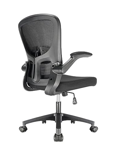 Durrafy Ergonomischer Bürostuhl, Schreibtischstuhl mit Verstellbaren Armlehnen, Gaming-Stuhl,Mesh-Bürostühle,Bürostuhl mit Lendenwirbelstütze,Gepolstertem Sitzkissen, 360° Drehstuhl, Schwarz von Durrafy