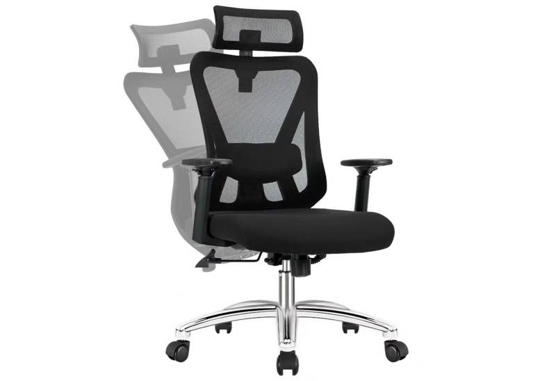 Durrafy Bürostuhl Ergonomischer,Mesh Schreibtischstuhl,Chefsessel, mit Wippfunktion bis 120°, Bürostuhl 150 KG von Durrafy