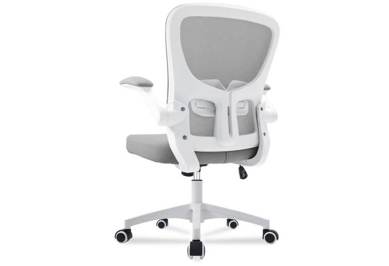 Durrafy Bürostuhl Ergonomischer Bürostuhl,Schreibtischstuhl mit klappbaren Armlehnen (Höhenverstellbarer Drehstuhl mit Wippfunktion bis 130°,Computerstuhl mit verstellbarer Lendenwirbelstütze und leisen Rollen), Chefsessel mit 135 kg Tragfähigkeit von Durrafy