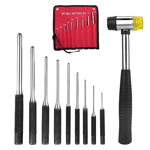 Durratou 9Pc Steel Round Pins Punch Set Adjuster Punch Hunting Remover Pin Punch Tools Accessories Remove Repair Meißel Tool Easy Install Easy to Use von Durratou