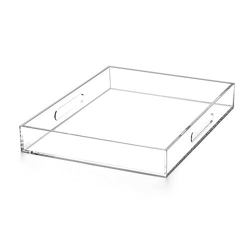Durratou Acryl-Serviertablett (29,5 x 25,5 cm) mit Griffen, auslaufsicher, transparentes dekoratives Tablett für Vorspeisen, Frühstück, von Durratou