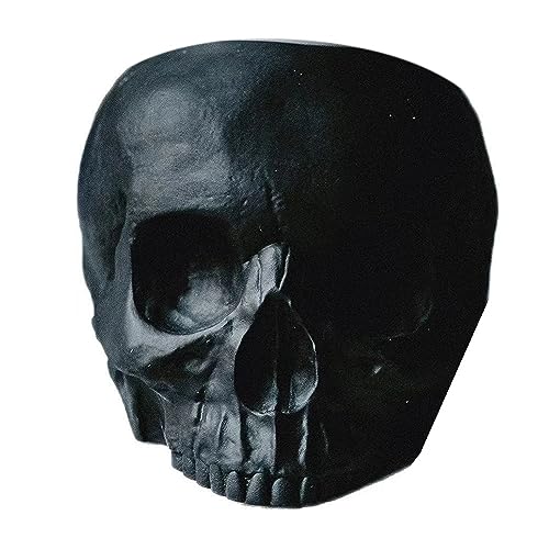 Durratou Totenkopf-Kerzenhalter, Gothic-Stil, Schuppen, Tränen, menschlicher Totenkopf, Kerzenhalter, Knochen, Halloween, wiederverwendbar, langlebig, schwarz von Durratou