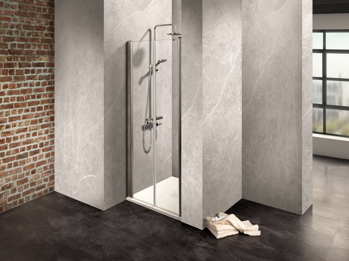 Dusbad Dusch-Drehtür Dusche Dusbad Vital 2 zweiteilige Pendeltür in Nische, ESG-Glas von Dusbad