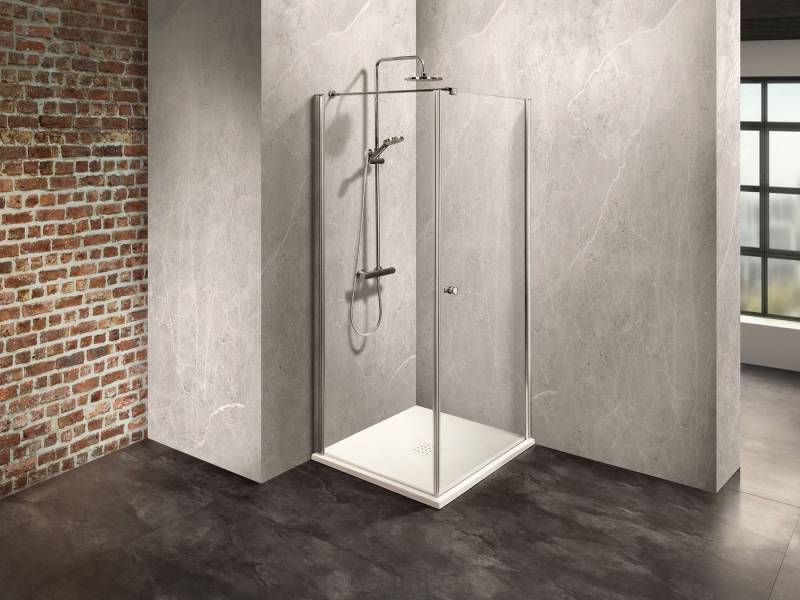 Dusbad Eckdusche Dusche Dusbad Vital 2 Drehtür rechts + Duschwand links (Kombination), BxT: 100x100 cm, ESG-Glas von Dusbad