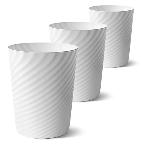 Duscdesp 3 Stück Papierkorb, Abfalleimer Klein Mülleimer Büro Papiermülleimer Kunststoff, Mülleimer Ohne Deckel Papiermüll Trash Bin Runder für Küche Kinderzimmer Schlafzimmer Wohnzimmer (Weiß) von Duscdesp