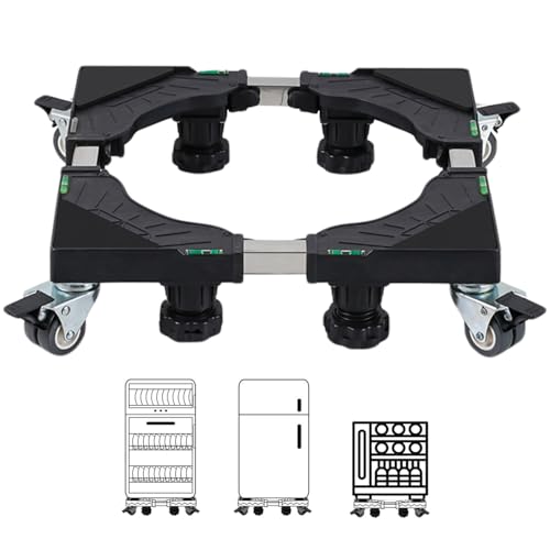 Duscdesp Waschmaschinen Untergestell mit 4 Füßen+4 Feststellbaren Röhren Höhe 10-13cm, Waschmaschine Sockel Waschmaschinensockel für Kühlschrank Trockner Geschirrspüler, Schwarz(Einstellbare 40-65cm) von Duscdesp