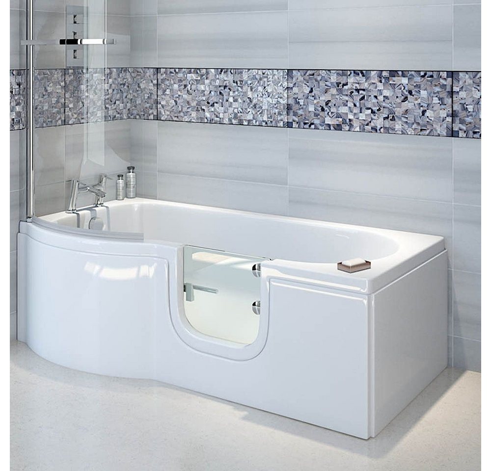 Dusche-24 Badewanne Badewanne mit Tür 167x85 cm HOCONCERT mit Tür inkl. Duschaufsatz, Schürze und Ablauf von Dusche-24