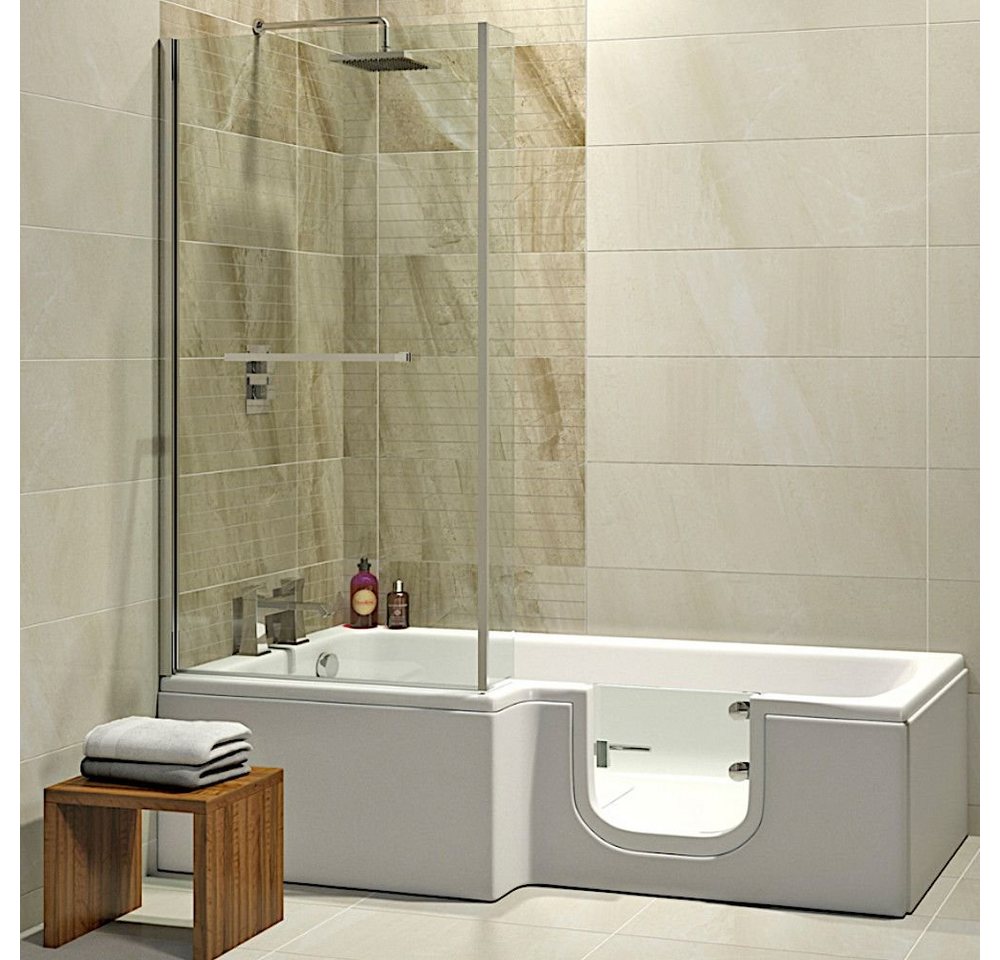 Dusche-24 Badewanne Badewanne mit Tür 170x85 cm HOSOLARNA mit Tür inkl. Duschaufsatz, Schürze und Ablauf von Dusche-24