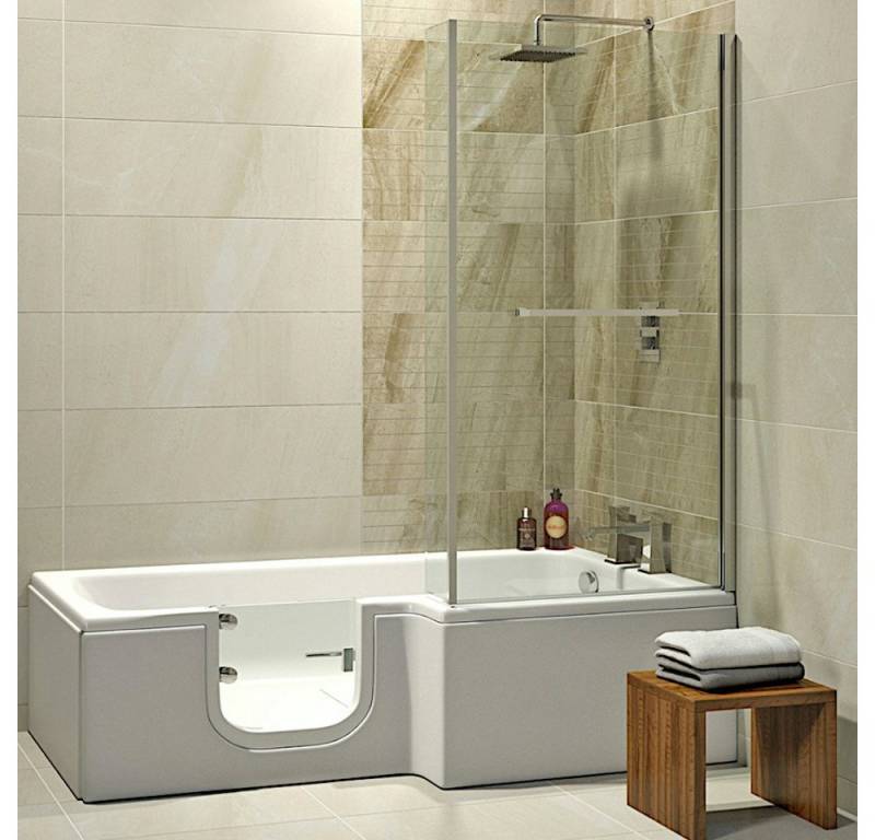 Dusche-24 Badewanne Badewanne mit Tür 170x85 cm HOSOLARNA mit Tür inkl. Duschaufsatz, Schürze und Ablauf von Dusche-24