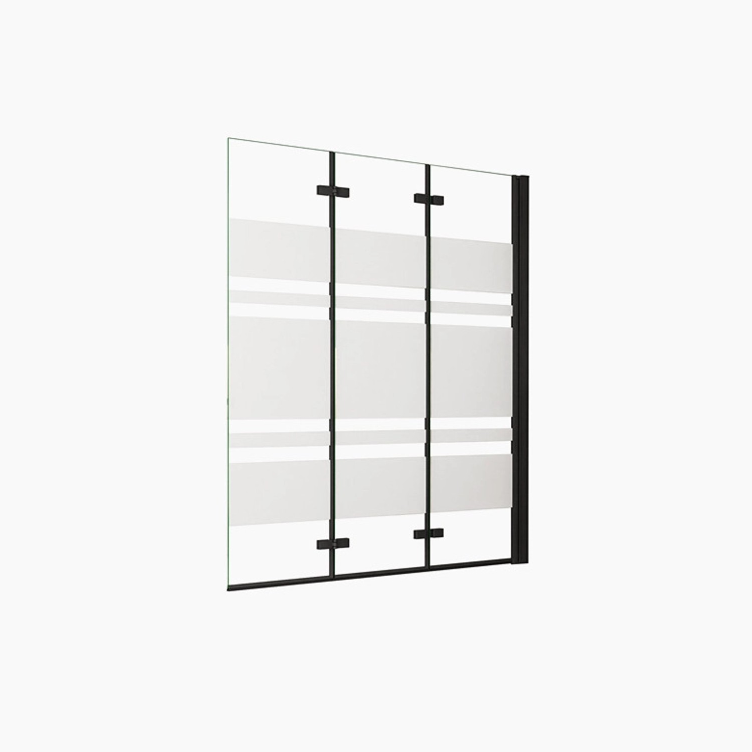 Duschparadies 130 x 140cm Badewannenaufsatz 3tlg Faltwand 6mm Nano Glas Dusche Satiniert Mit Streifen Badewannenfaltwand Duschabtrennung Schwarz von Duschparadies