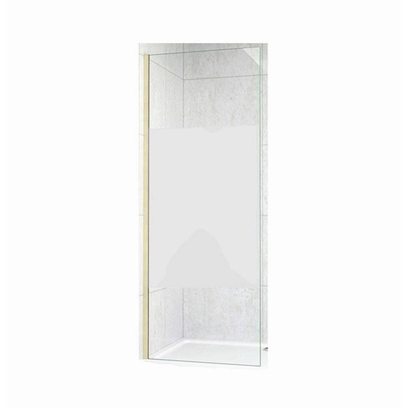 Duschparadies 140 x 200cm Walk in Dusche 10mm Nano Glas Duschwand Milchglasstreifen mit 140cm Stabilisator Goldrahmen Duschparadies 140 x 200cm Walk in Dusche 10mm Nano Glas Duschwand Milchglasstreifen mit 140cm Stabilisator Goldrahmen von Duschparadies