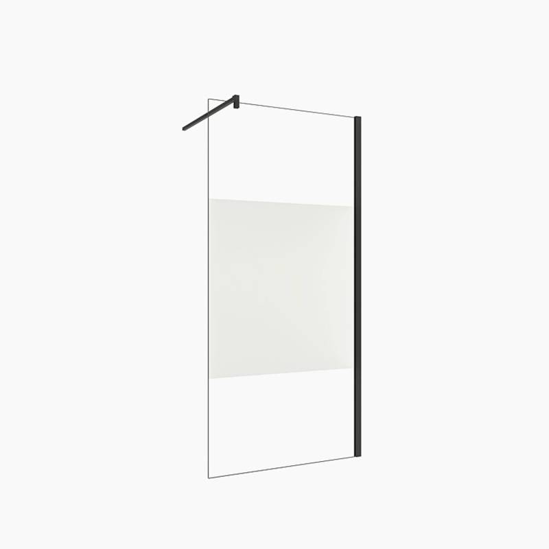 Duschparadies 140 x 200cm Walk in Dusche 10mm Nano Glas Duschwand Milchglasstreifen mit 90cm Stabilisator Schwarzrahmen Duschparadies 140 x 200cm Walk in Dusche 10mm Nano Glas Duschwand Milchglasstreifen mit 90cm Stabilisator Schwarzrahmen von Duschparadies
